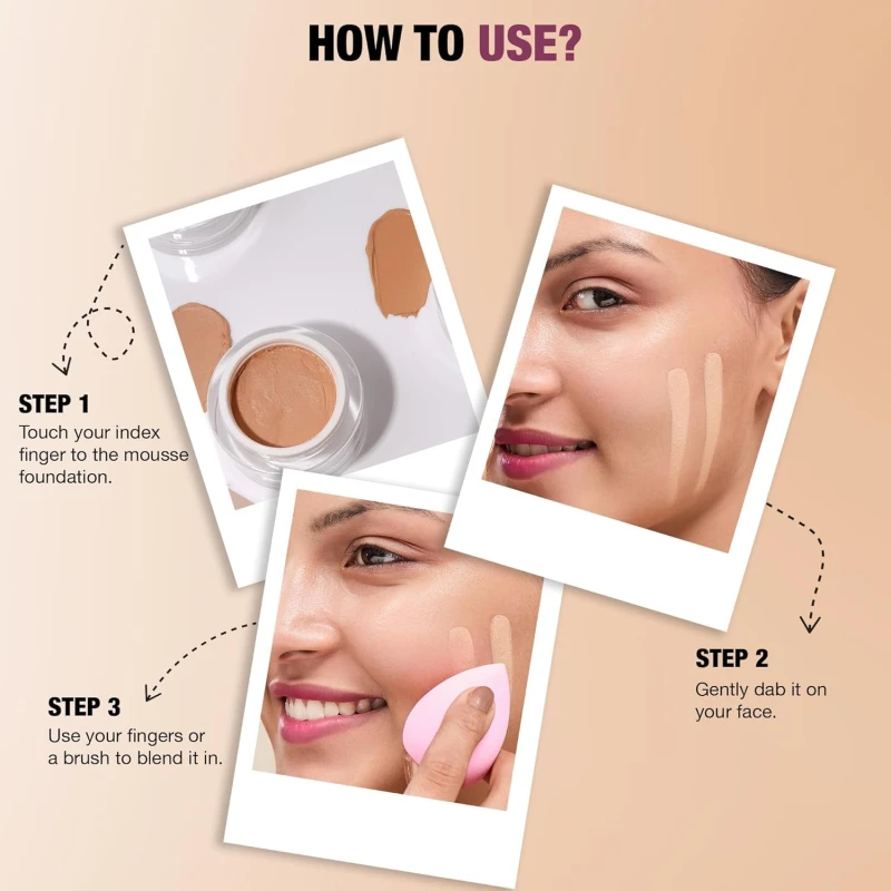 PREMIUM Mousse Dream Foundation | Lightweight & Buildable | Mousse Long Lasting & Flawless Matte Finish Foundation - 25g (Sand | Shade 04) SH-7711 thumbnail 8